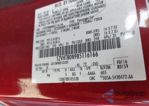 2008 Ford Mustang V6 Deluxe/V6 Premium from USA, damaged, VIN 1ZVHT80N985116166